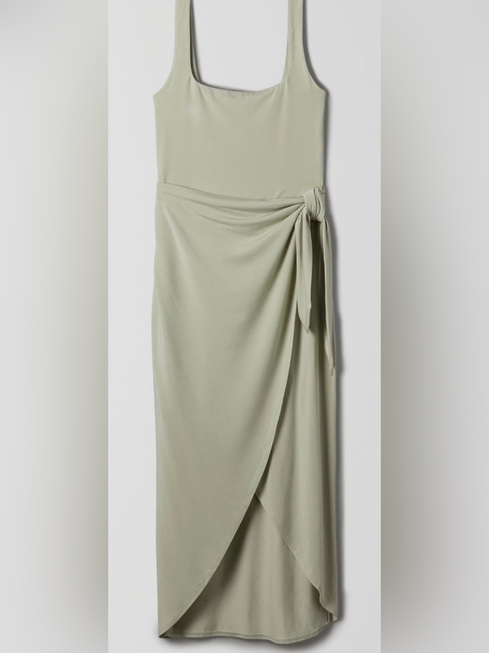 NWT Aritzia Wilfred Saturn Midi Dress Square Neck Wrap in Pastel Sage Green Sz M - Picture 5 of 12